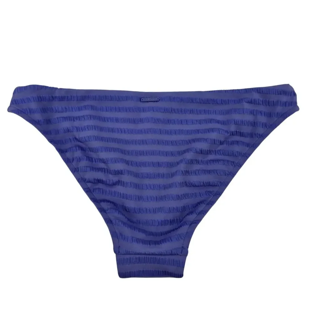 NWOT Sea Level Iris Purple Seersucker Stripe Capri Cheeky Bikini Bottoms Size 6